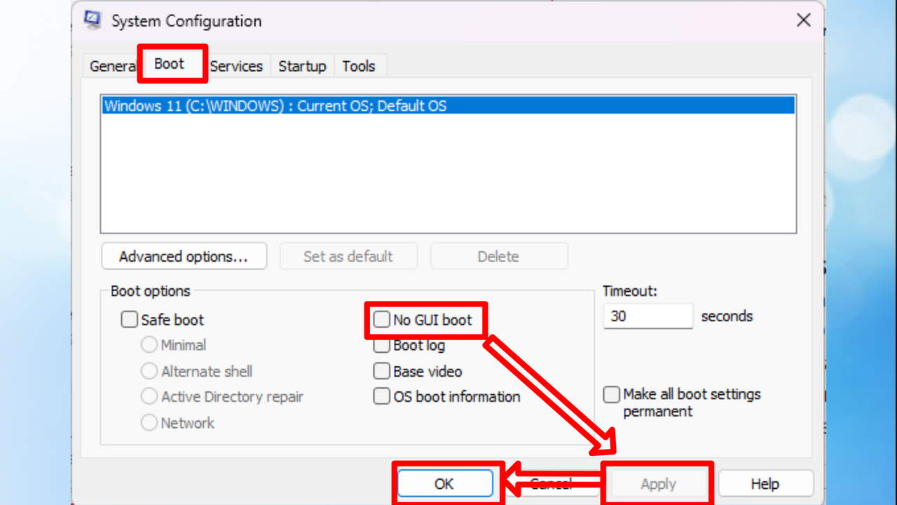 Windows settings