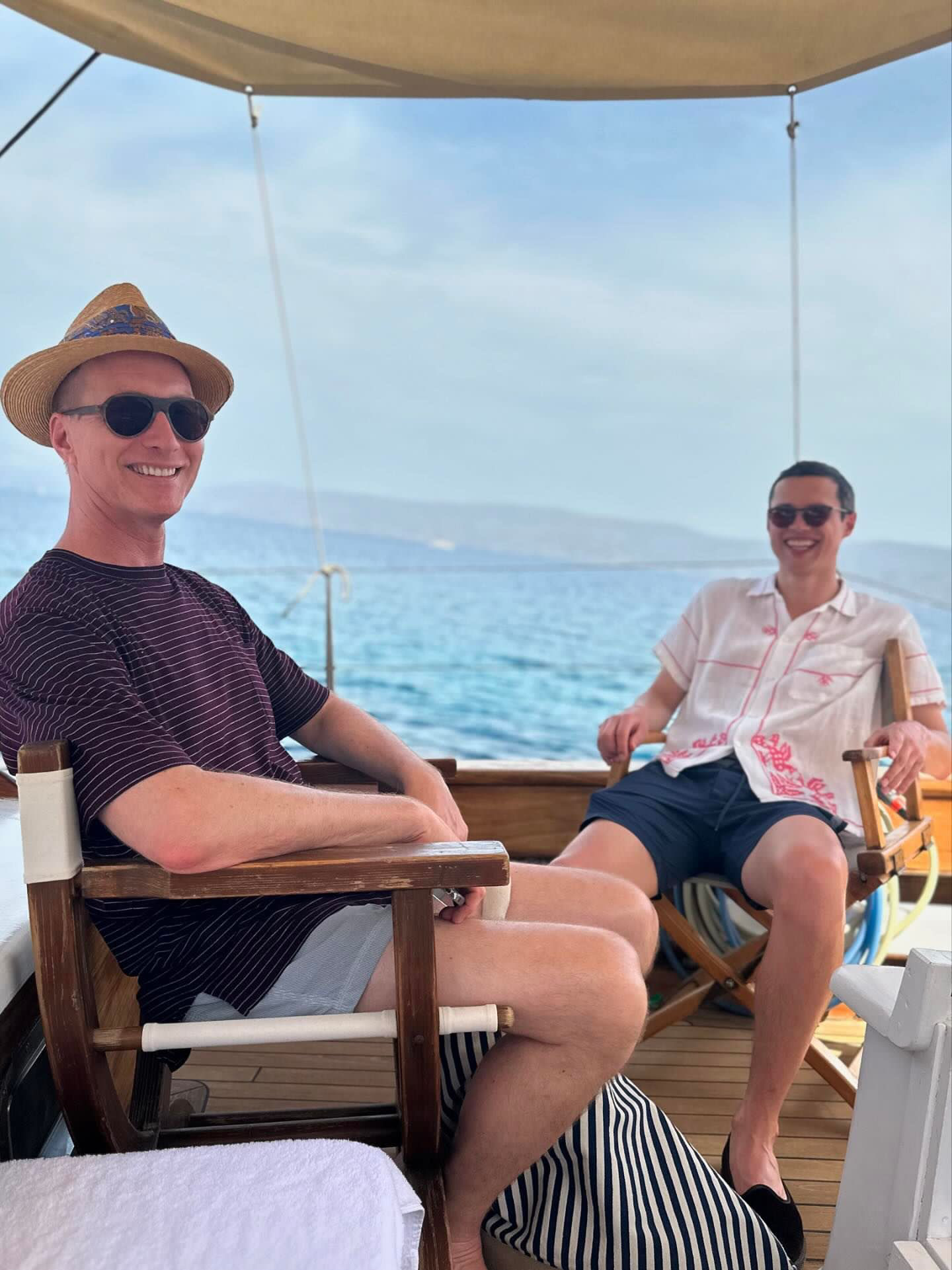 Martin and Jonathan on a boat together