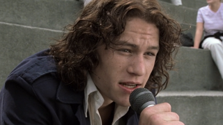 Heath Ledger singing in 10 things I hate about you