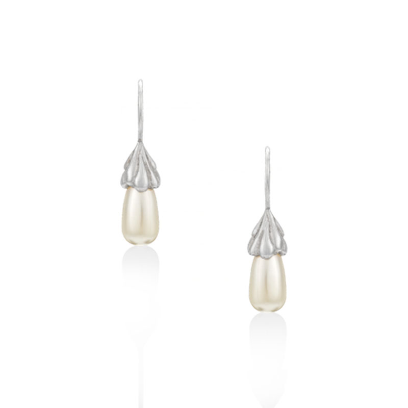 silver earrings with pearl drop earring