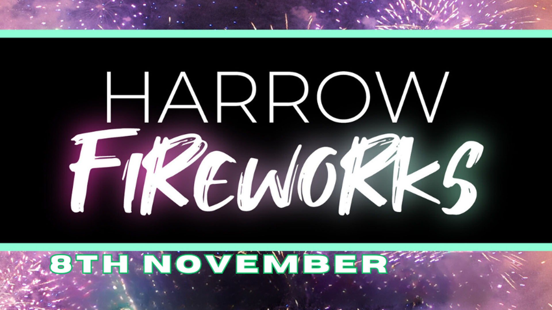 Harrow fireworks poster.