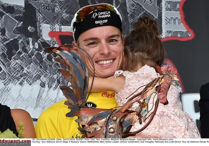 Gianni Meersman (Omega Pharma-Quickstep) and his daughter celebrate his victory