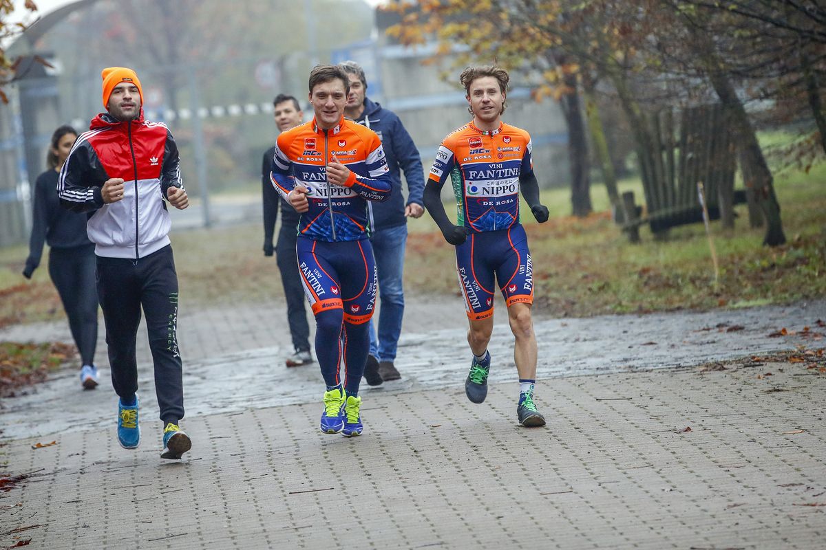 The Nippo-Vini Fantini team out for a run