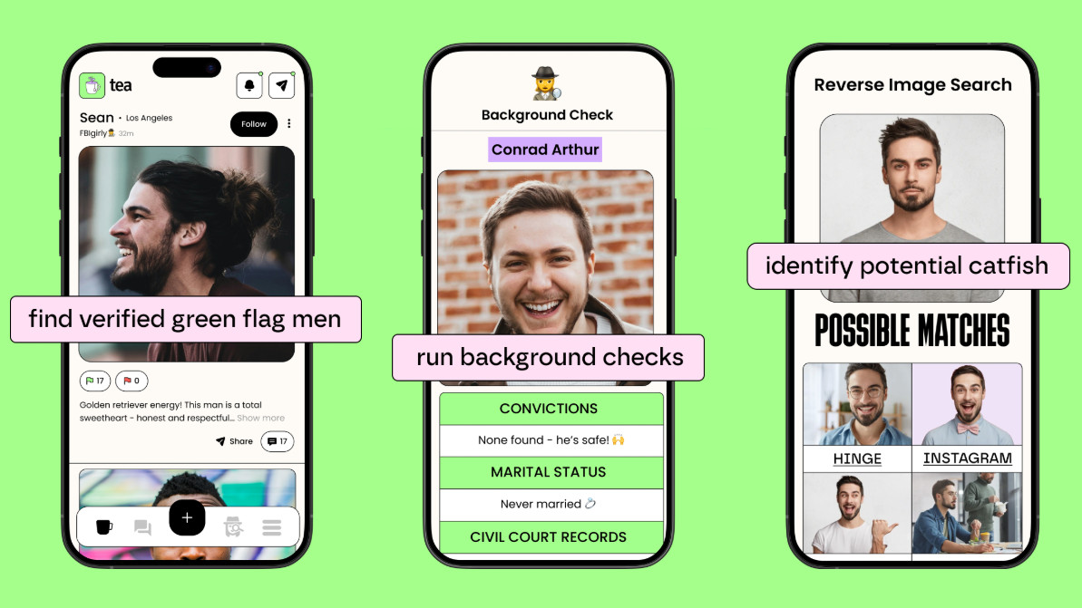 Tea app showing sample features