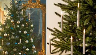 Christmas tree decorating ideas with flameless candles adding light