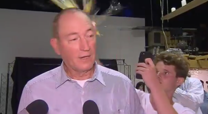Egg boy Will Connolly and Senator Anning.