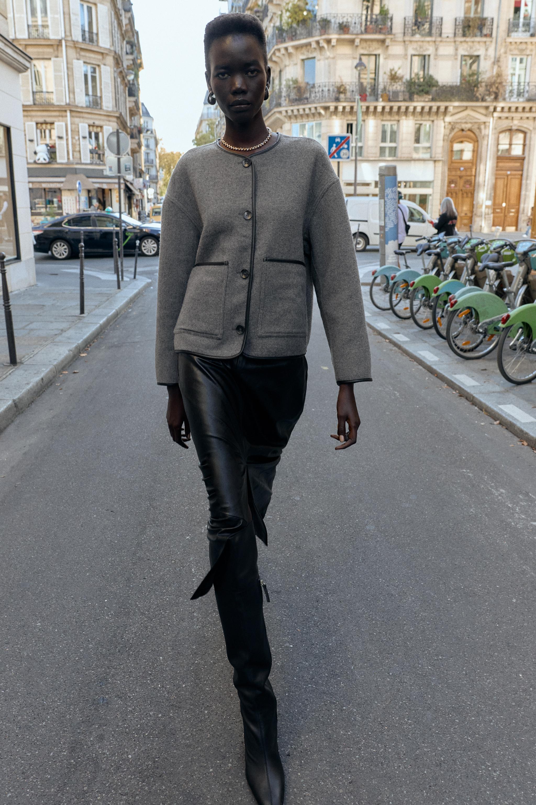 Reversible Faux Leather Piping Jacket