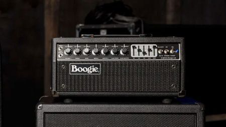 Mesa/Boogie Mark IIC+: the legendary tube amp is photographed face-on in a darkened room.