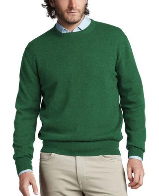 Parisbonbon Herrenpullover, 100 % Kaschmir, Rundhalsausschnitt, Grün, Größe L