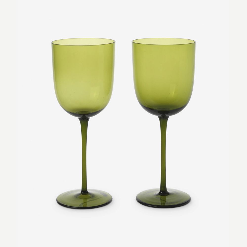 pair of green wine glasses