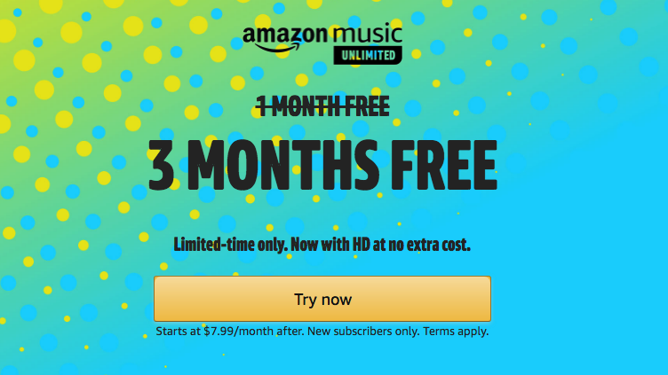3 months free Amazon Music Unlimited