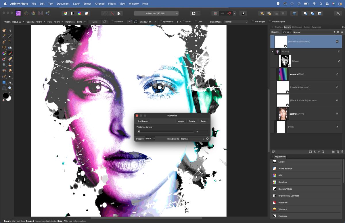 Use your 37 FREE paint splash brushes to create graphic portraits in ...