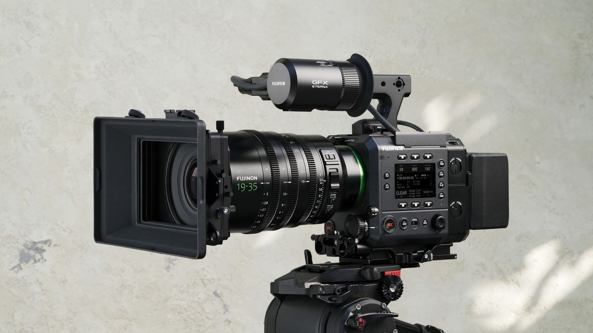 The Fujifilm VF-GFXC2 mounted on the GFX Eterna 55 cinema camera