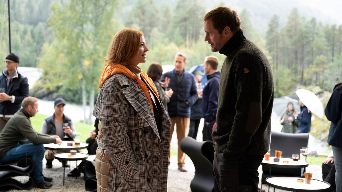 Sarah Snook and Alexander Skarsgard in Succession season 4