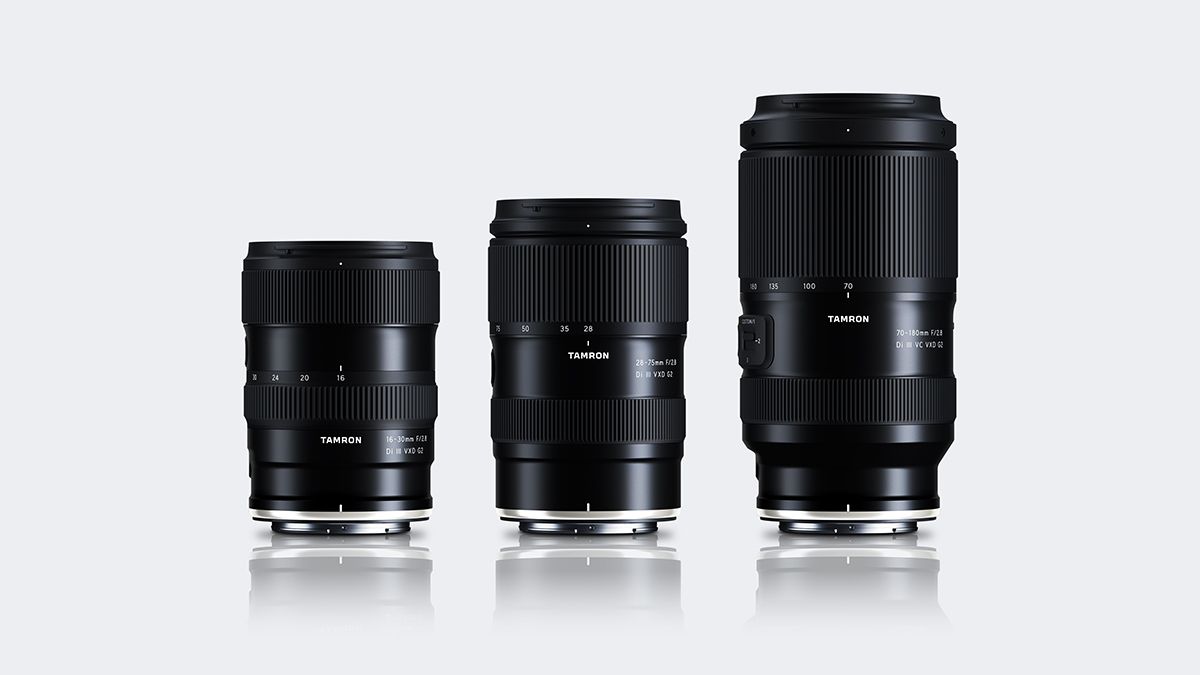 The Tamron 70180mm f/2.8 G2 lens with the full trinity set