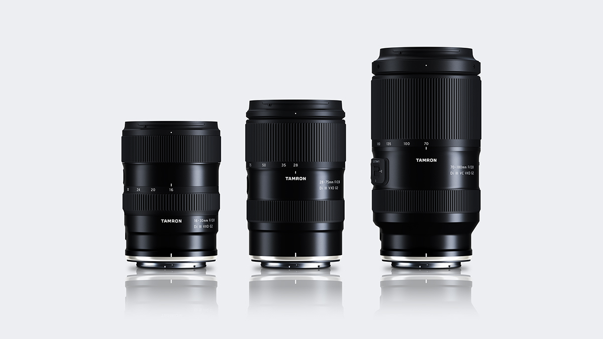 The Tamron 70180mm f/2.8 G2 lens with the full trinity set