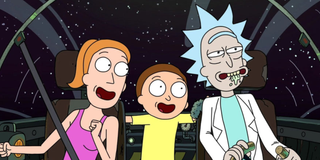 rick morty and summer cheerful in rick's ship on rick and morty