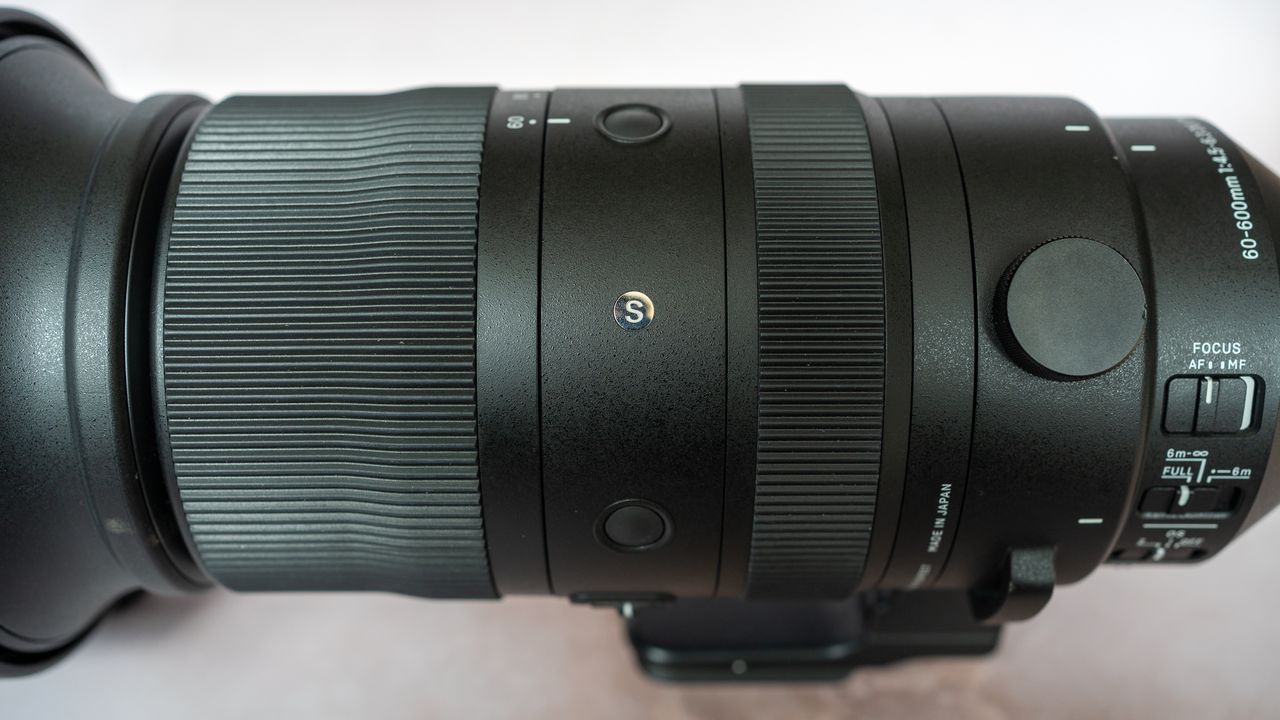 Sigma 60-600mm f/4.5-6.3 DG DN OS Sports lens on a neutral background