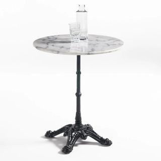 A bistro table with marble top