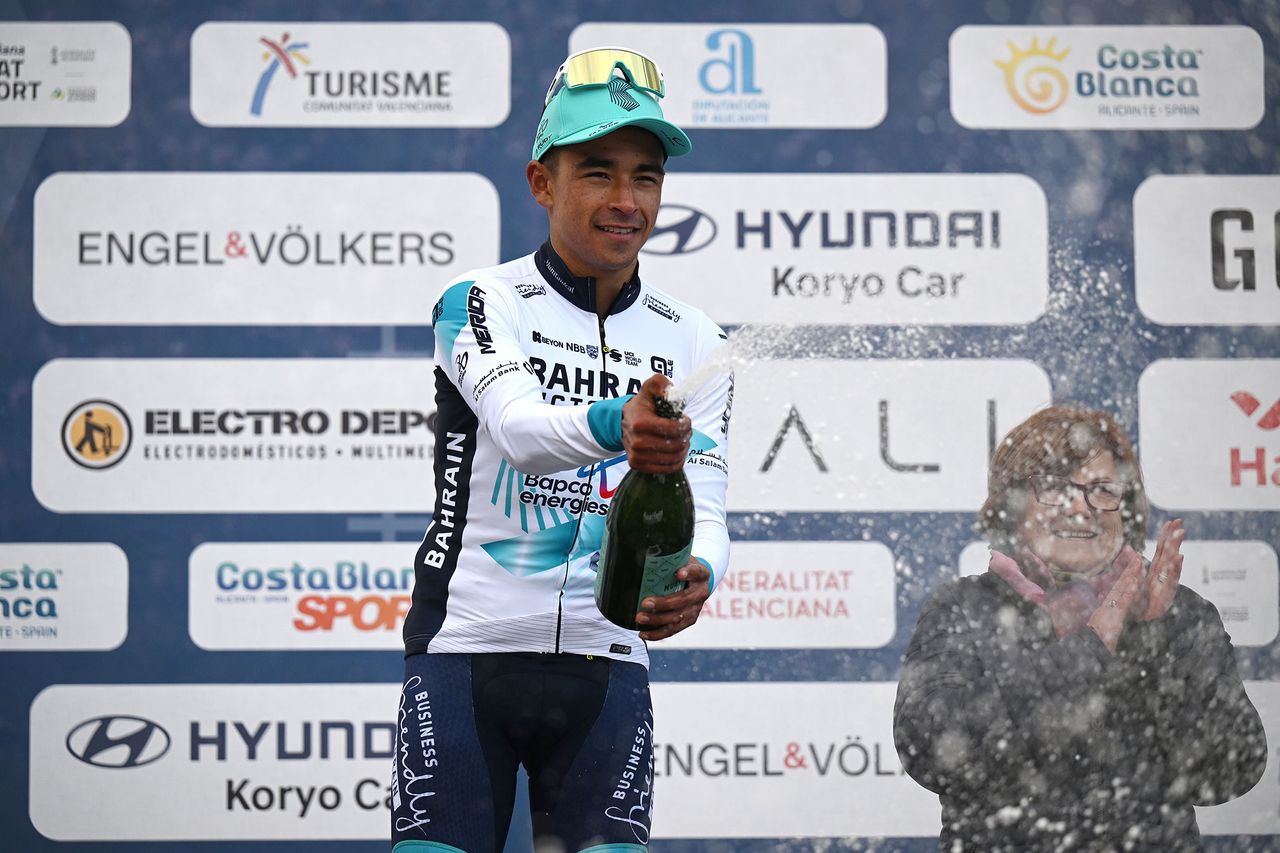 Buitrago celebrates his stage victory on the podium