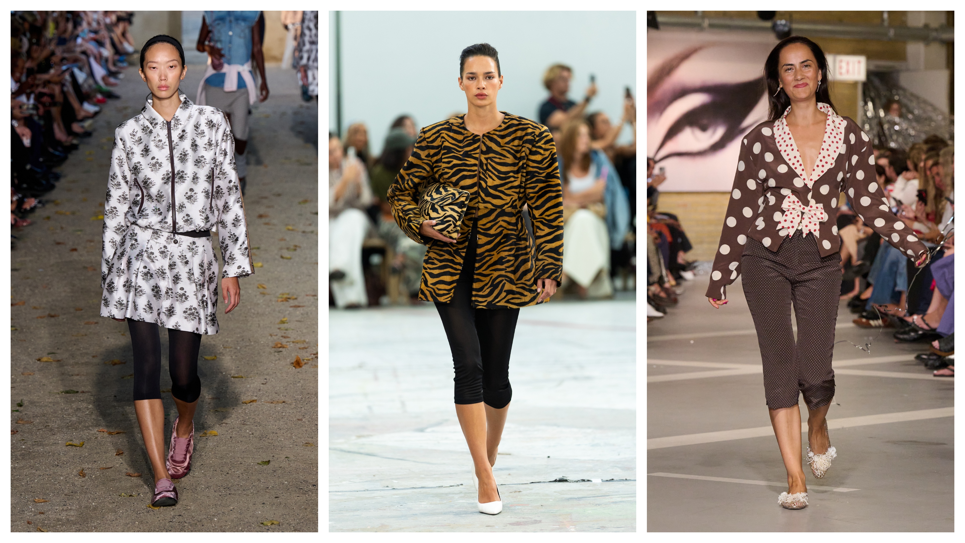 A collage featuring models wearing capri pants on the runways of Copenhagen Fashion Week spring/summer 2027.