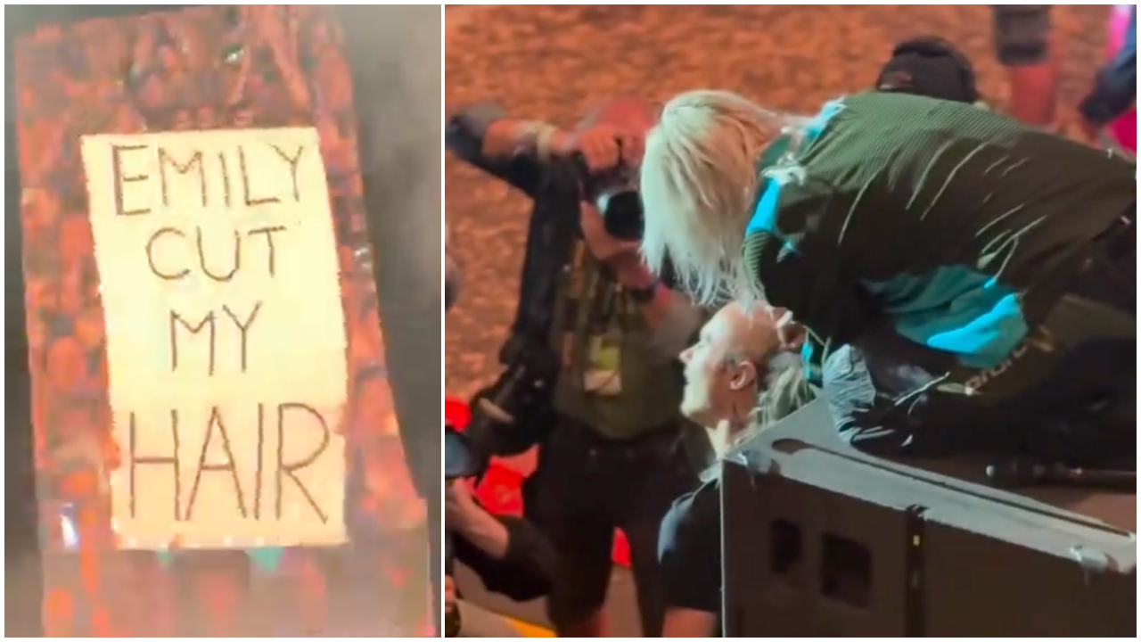 Emily Armstrong shaves a fan&#039;s head on stage
