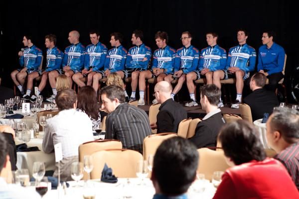Riders take to the stage after being presented to the guests and fans