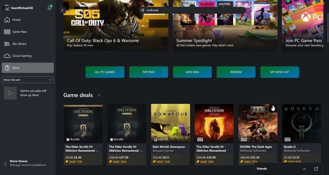 New games in Microsoft Store.