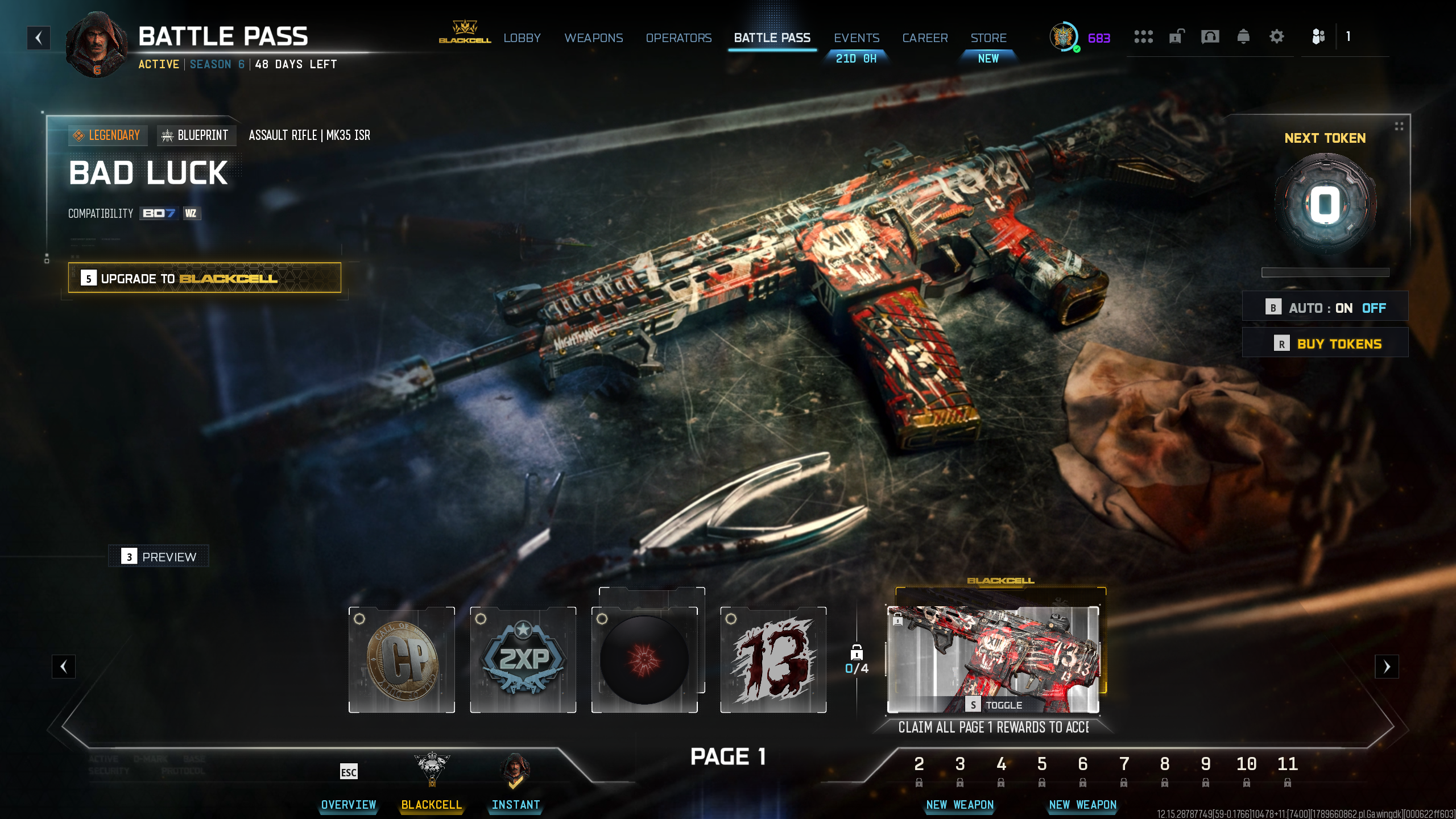A screenshot of the Season 06 Battle Pass in Call of Duty: Black Ops 7 showing 48 days remaining.