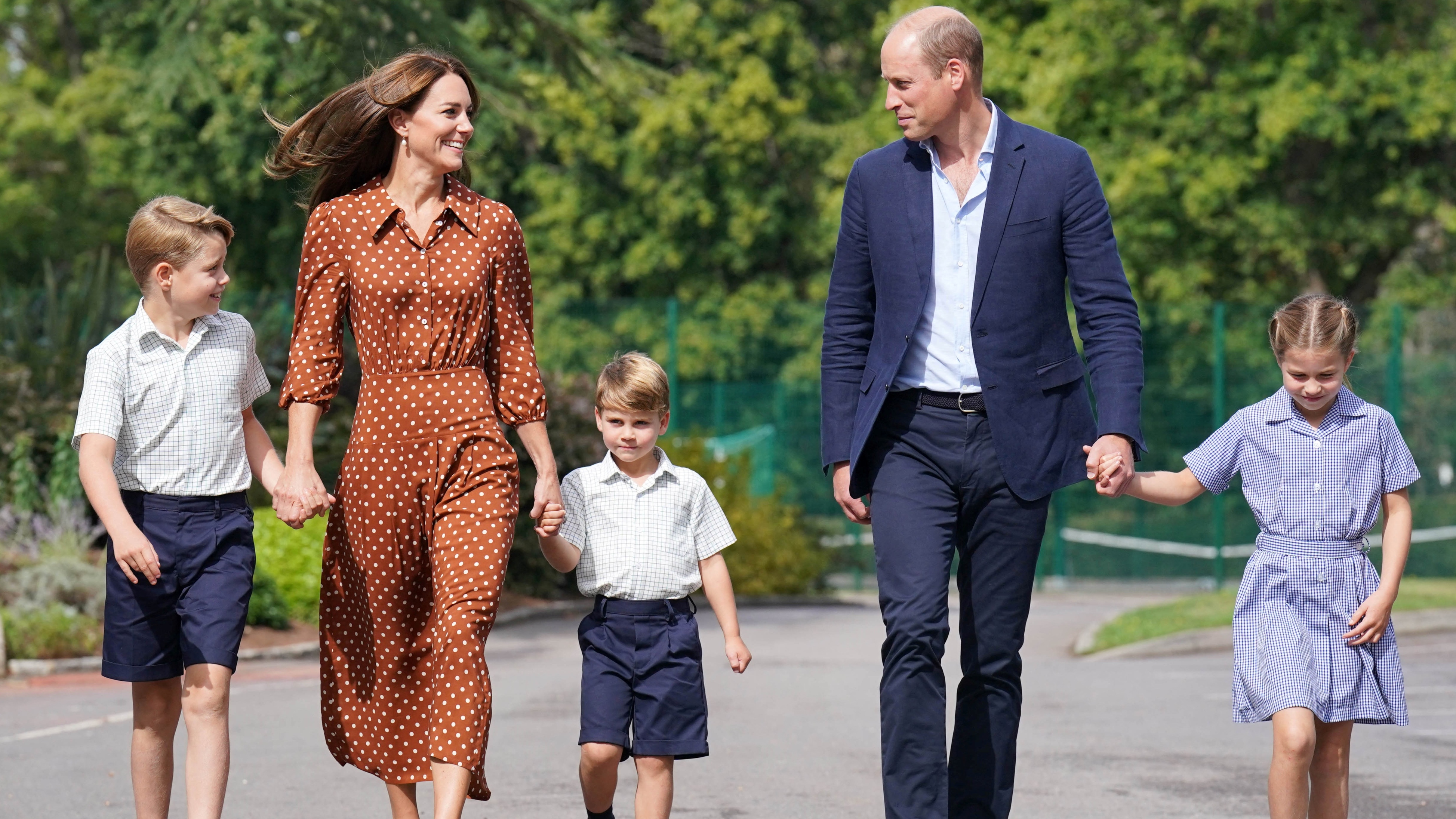 The Wales family arrive for a settling-in afternoon at Lambrook School