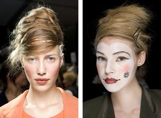 Models hair wrapped around head and pinned