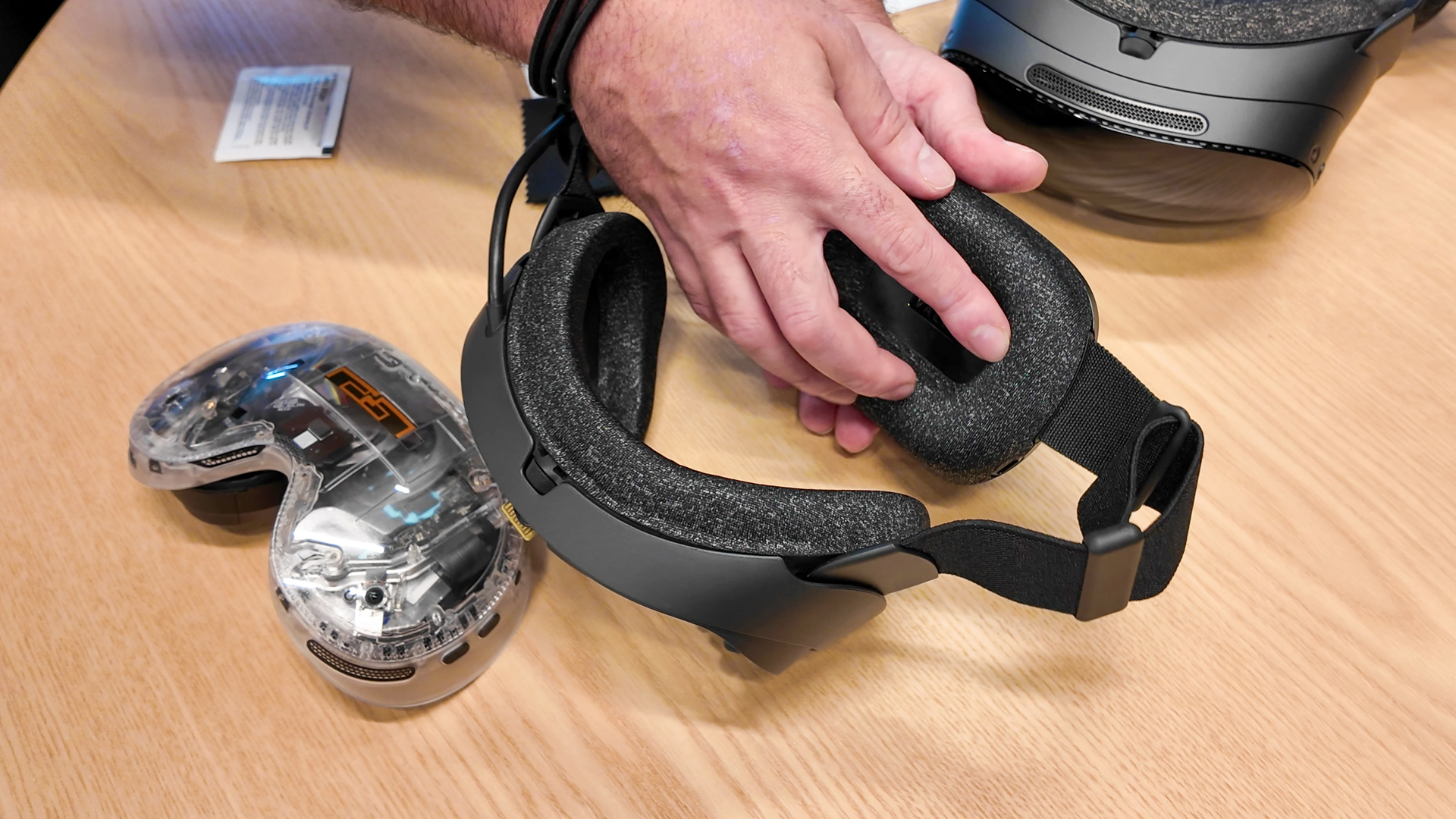 Hands-on with Valve&#039;s new VR headset, the Steam Frame, during an interview at Valve HQ in Bellevue, Washington.