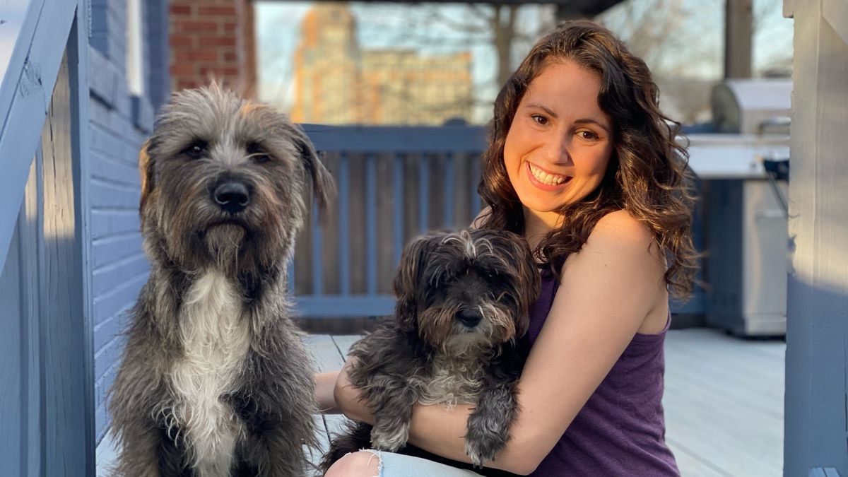 It&#039;s all smiles today for Laura and her two adorable dogs, Azula and Evie