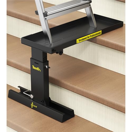 Tanfix Foldable | Heavy-Duty Ladder Extender Pro, High Strength Steel Material Design Ladder Extension Pro for Stairs W/non-Slip Mat, 11.4-18" Adjustable Height, Applicable Ladder Feet Spacing 25"