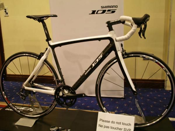 Shimano's revised 105 groupset on display.