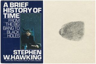 The auction includes a copy of Hawking's famous book "A Brief History of Time" with his fingerprint.