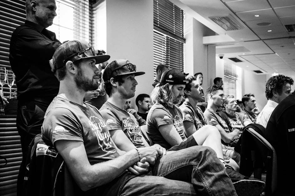 The riders listen to a Qhubeka talk