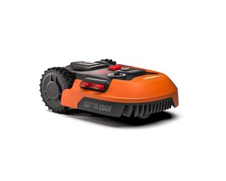 Image of orange Worx robot mower