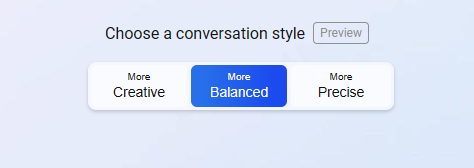 Bing conversation style