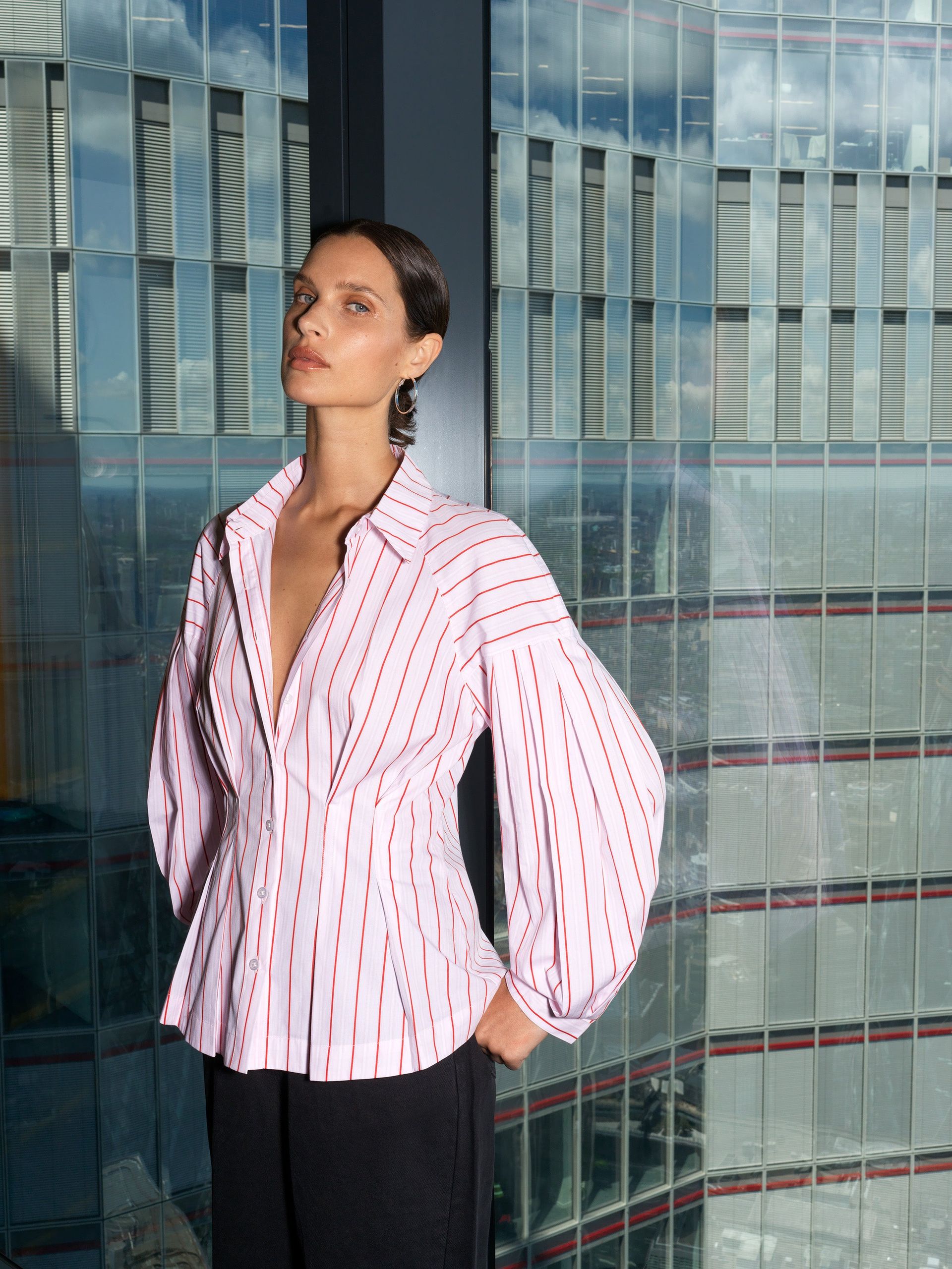 Cambria Dobby Pleat Stripe Shirt