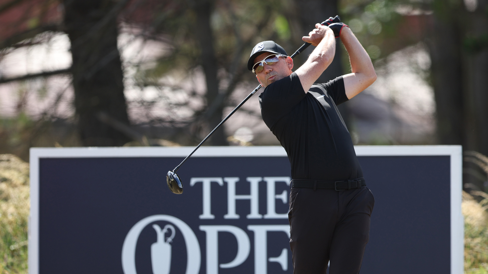 Sergio Garcia hits a driver at Open Final Qualifying