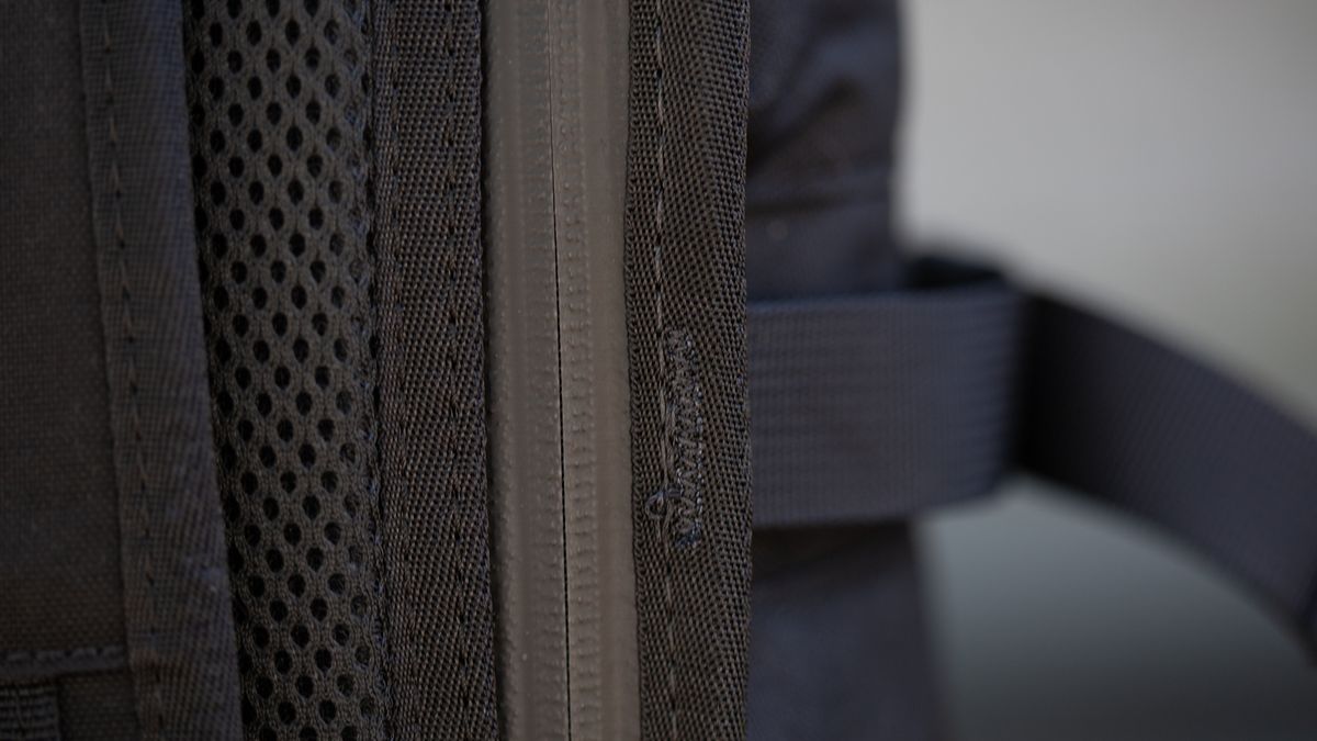Mission Workshop Rhake stitching closeup