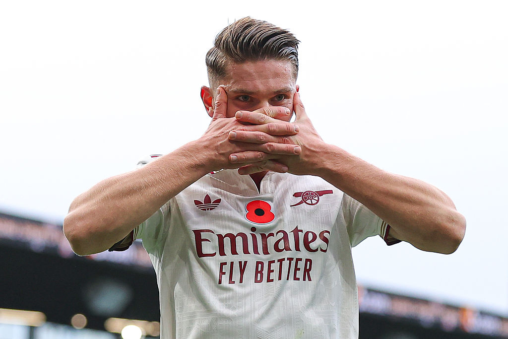 Viktor Gyokeres celebrates a goal for Arsenal