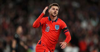 Liverpool target Mason Mount of England celebrates after scoring their team&#039;s second goal during the UEFA Nations League League A Group 3 match between England and Germany at Wembley Stadium on September 26, 2022 in London, England.