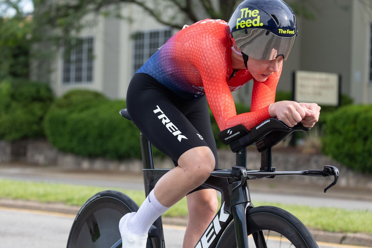 Taylor Knibb on the Charleston, West Virginia course en route to the win in the US elite women's ITT national championship