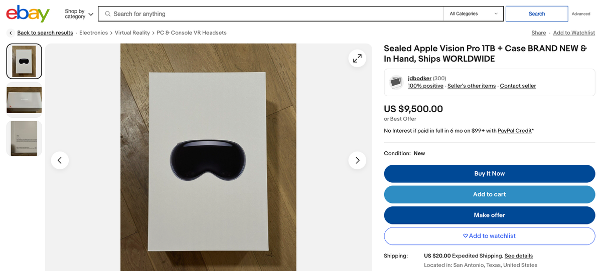 Visoin Pro listing on eBay