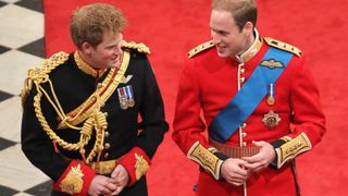 Prince Harry and Prince William arrive at Westminster Abbey prior to his wedding with Kate Middleton in central London on April 29, 2011.