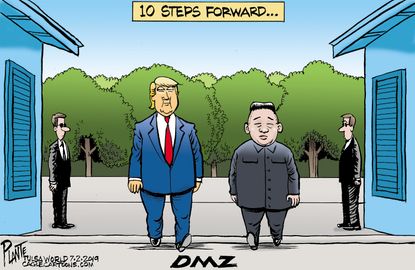 Political Cartoon U.S. Demilitarized Zone North Korea Trump Kim Jong Un