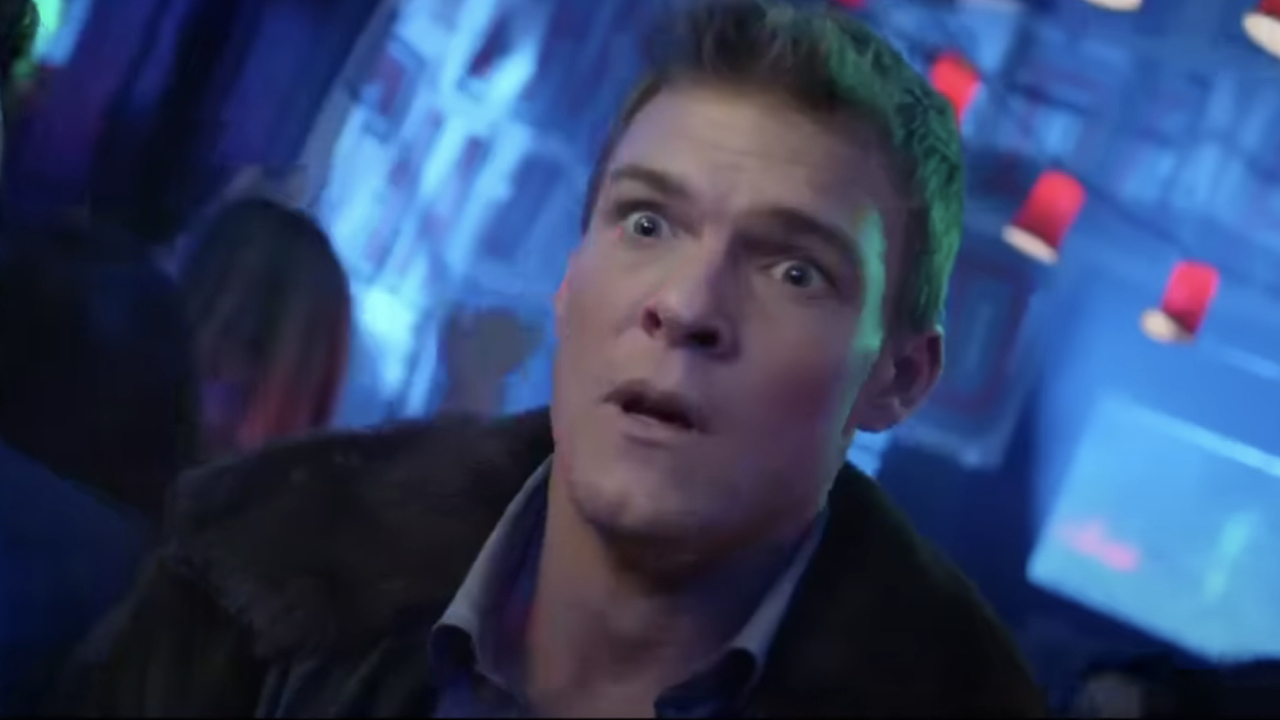 Alan Ritchson as a wide-eyed Thad Castle in Blue Mountain State: The Rise of Thadland