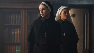Taissa Farmiga and Storm Reid in The Nun 2.